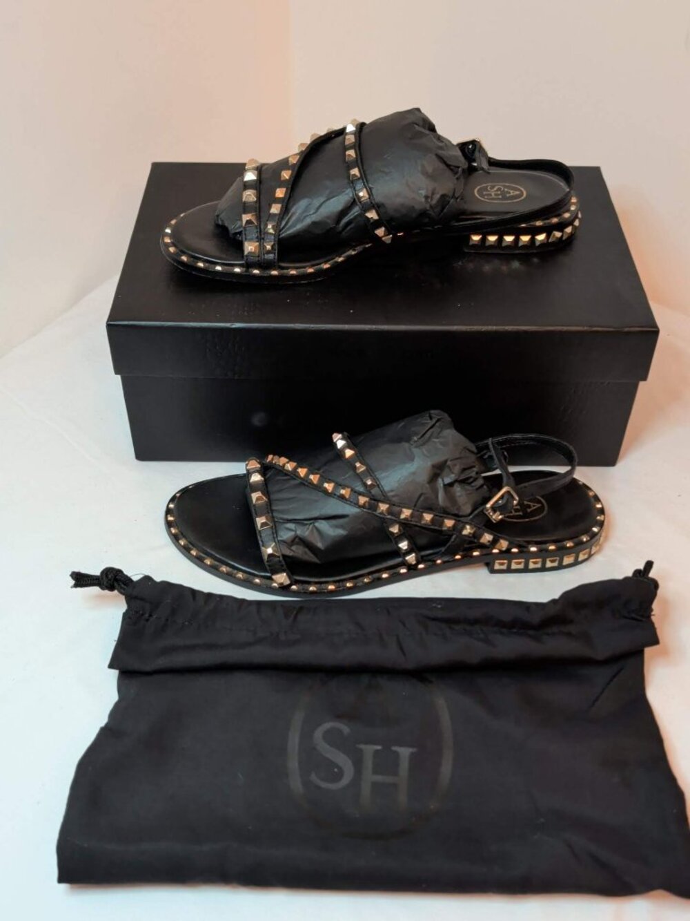 Ash Black and Gold Peace Leather Sandals - Picture 3 of 8
